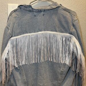 Denim Jacket with Fringe Detail